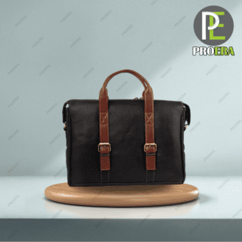 Black Leather Belt Type Laptop Bags Manufacturer in Delhi